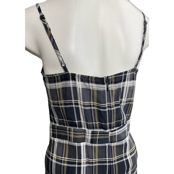 Project 28 Mini Dress Women's XL Gray‎ White Black Plaid Adjustable Straps NEW - Picture 4 of 8